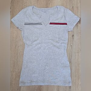 Tommy Hilfiger Gray Women's Top with Striped Detail, Size: XS